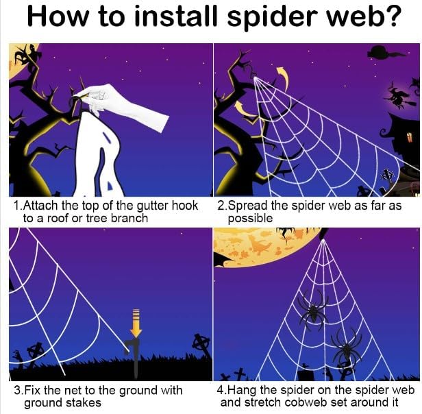59&#x22; Giant Spider Decorations, Fake Spider with LED Eyes &#x26; Large Spider Web for Indoor and Outdoor