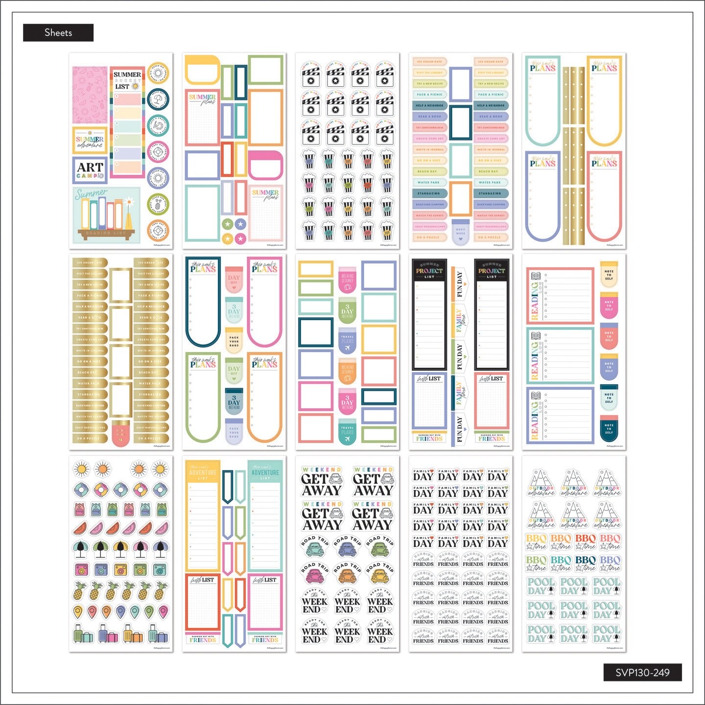 Happy Planner Sticker Value Pack 30/Sheets-Summer Bucket List, 730 Pieces