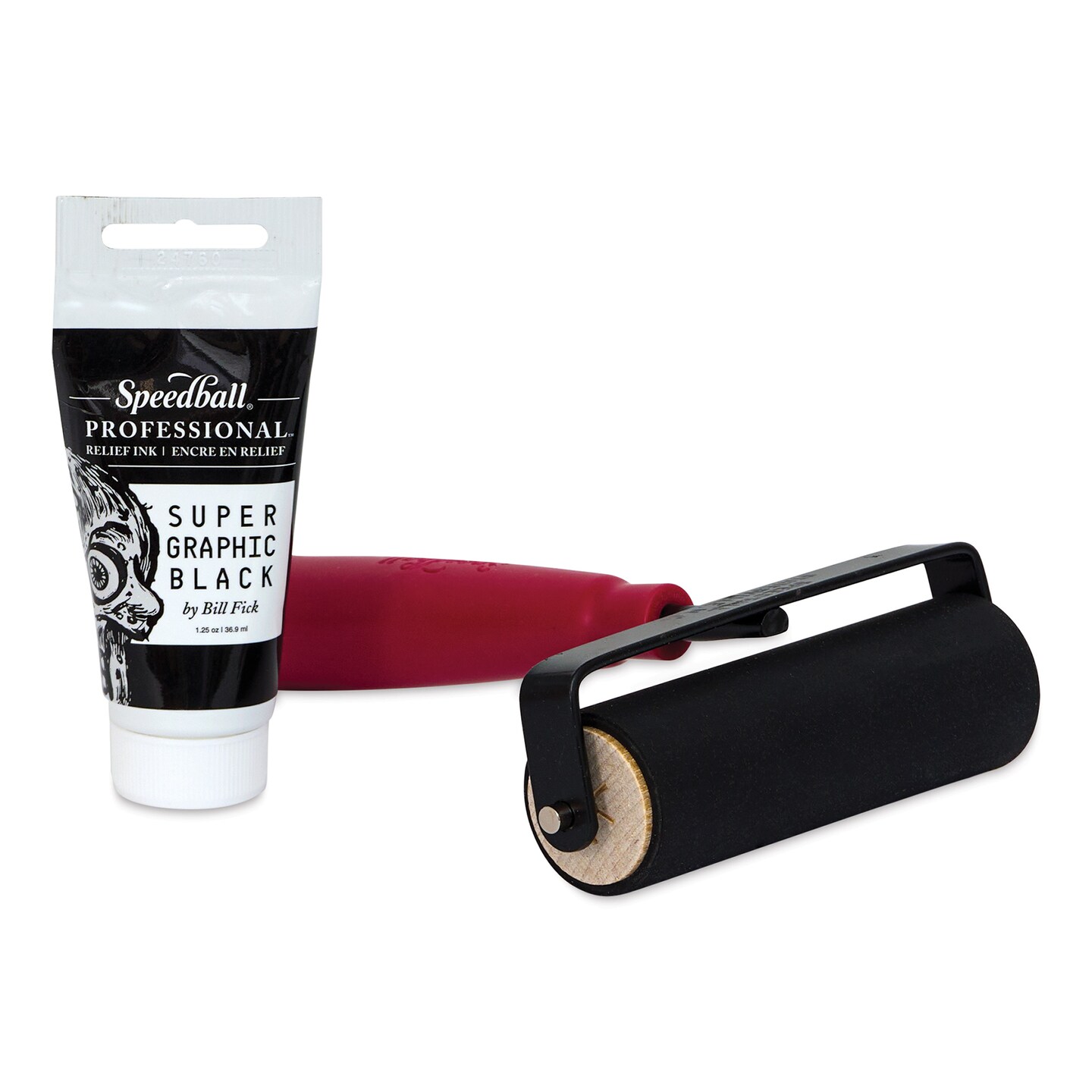 Speedball Deluxe Hard Rubber Brayer with Heavy-Duty Steel Frame - 4" with 1.25 oz ink