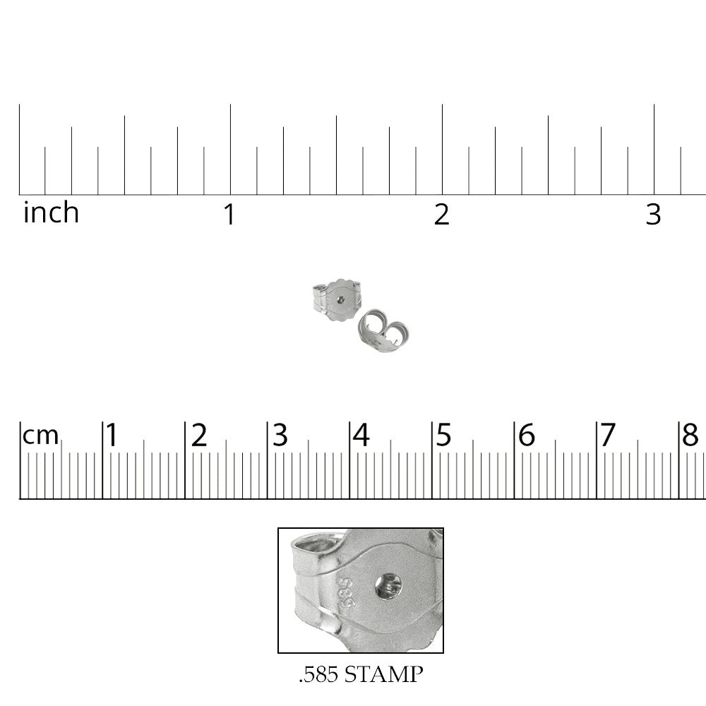 JewelrySupply Replacement Earring Backs 14 Karat Solid White Gold (1 Pair of Earring Backs)