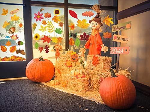 Fall Decorations-Fall Window Clings, Thanksgiving Window Clings for Glass 324 PCS Thanksgiving Clings for Windows Fall Window Stickers Thanksgiving Home Office Decorations