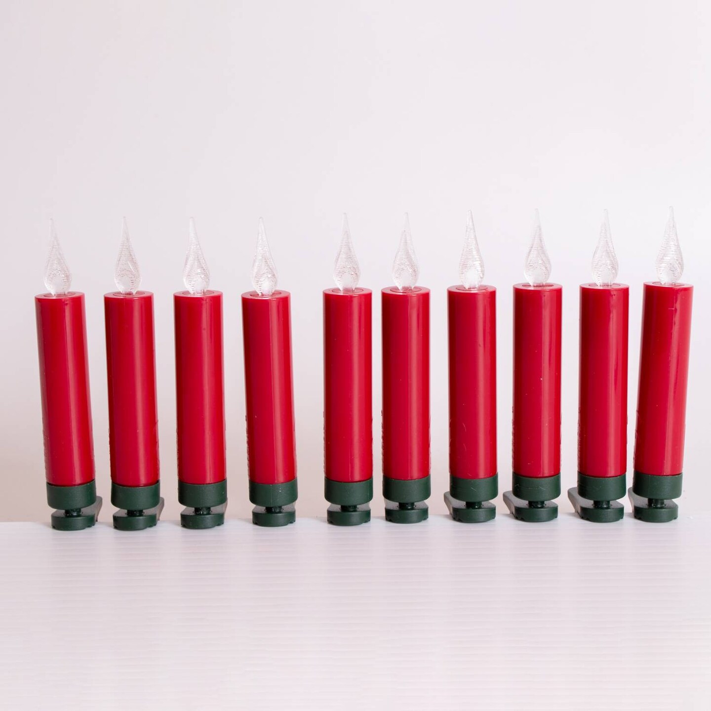 Gerson Clip-On LED Flameless Candles, Steady Glow for Indoor Christmas Decor, 10 Pack, Battery, Remote, 4.13 inch, Red