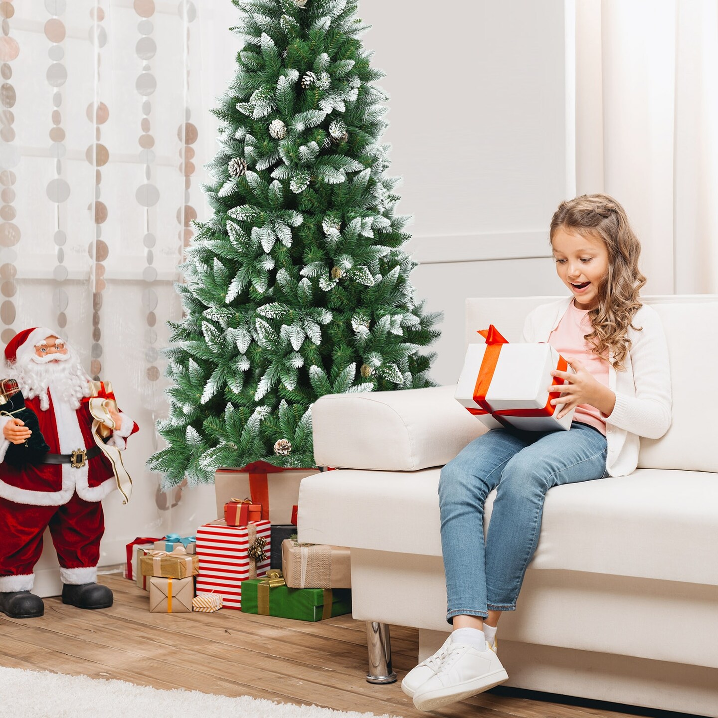 Artificial Pencil Christmas Tree with Pine Cones
