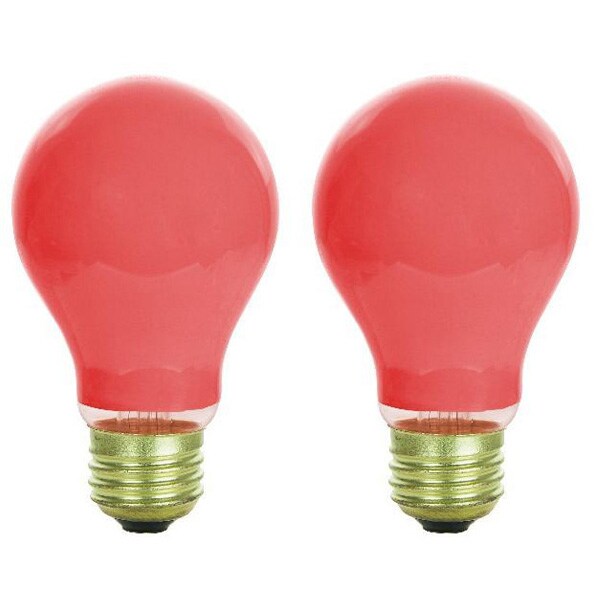 2Pk - Sunlite 25w A19 120v E26 Medium Base Ceramic Red Colored Light Bulb