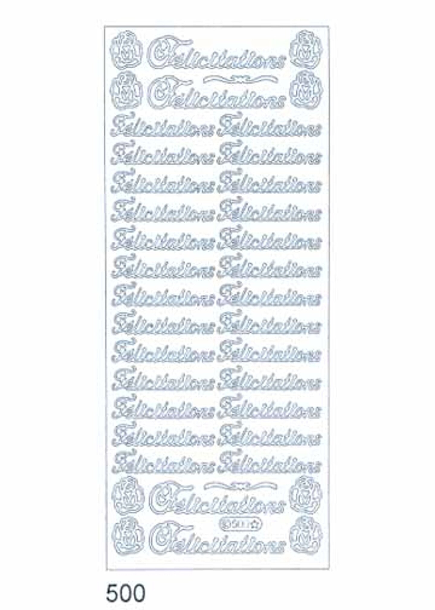 Starform N500 FELICITATIONS SILVER French Words Outline Peel Stickers -  Simply Special Crafts