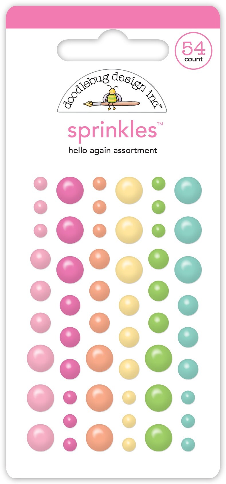 Doodlebug Sprinkles Adhesive Enamel Shapes-Assorted, Hello Again