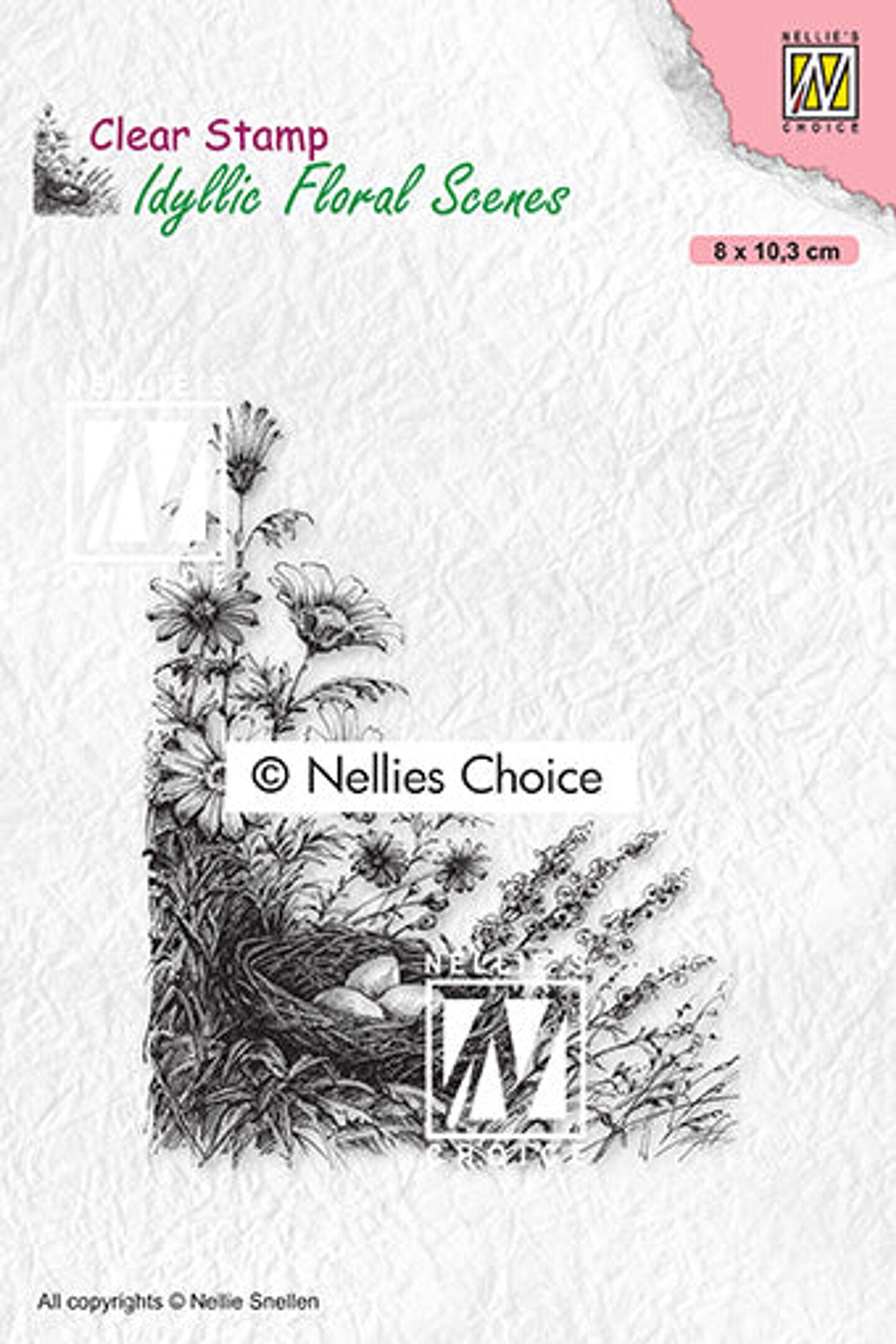 Nellie&#x27;s Choice Idyllic Floral Scene Stamp Bird&#x27;s Nest