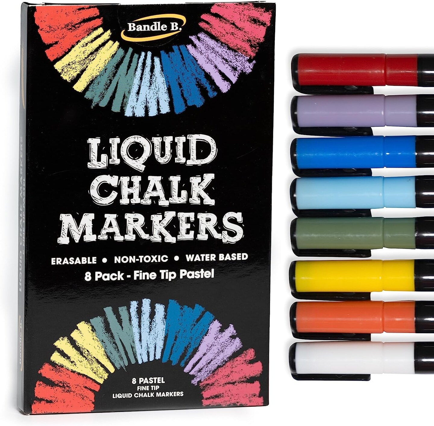 Chalk Markers - 8 Vibrant, Erasable, Non-Toxic, Water-Based