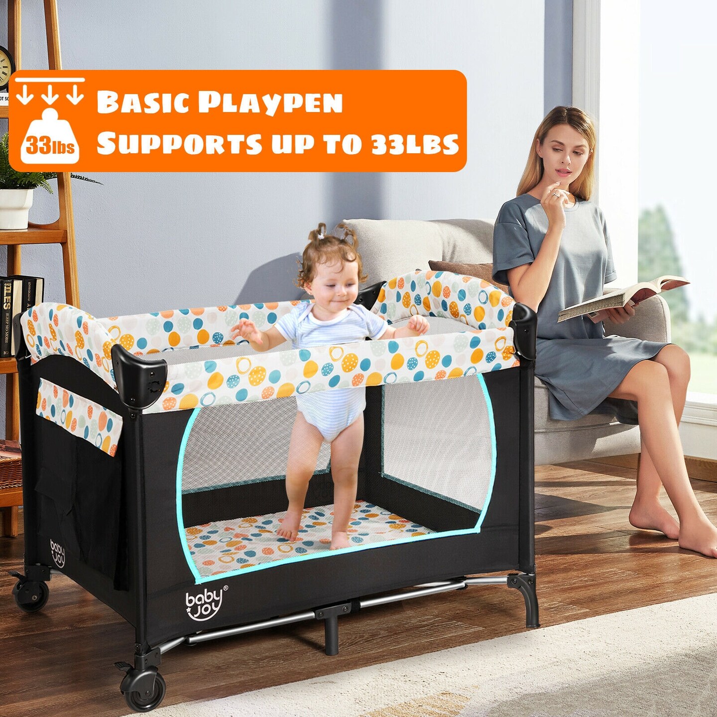 4-in-1 Convertible Portable Baby Playard with Changing Station