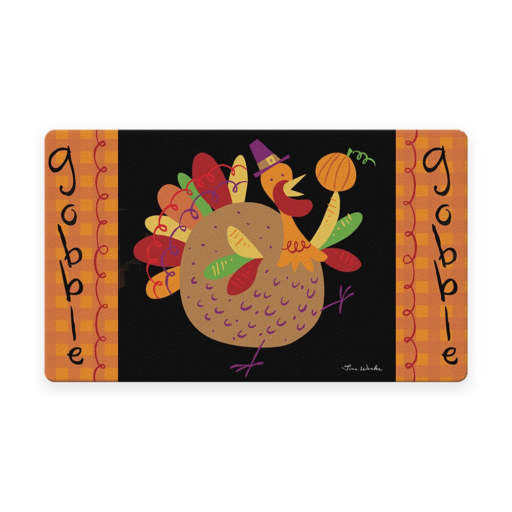 Painted Coir Doormat Happy Thanksgiving Turkey Fall Decor 30x17 Porch Mat  Front Door Mat 