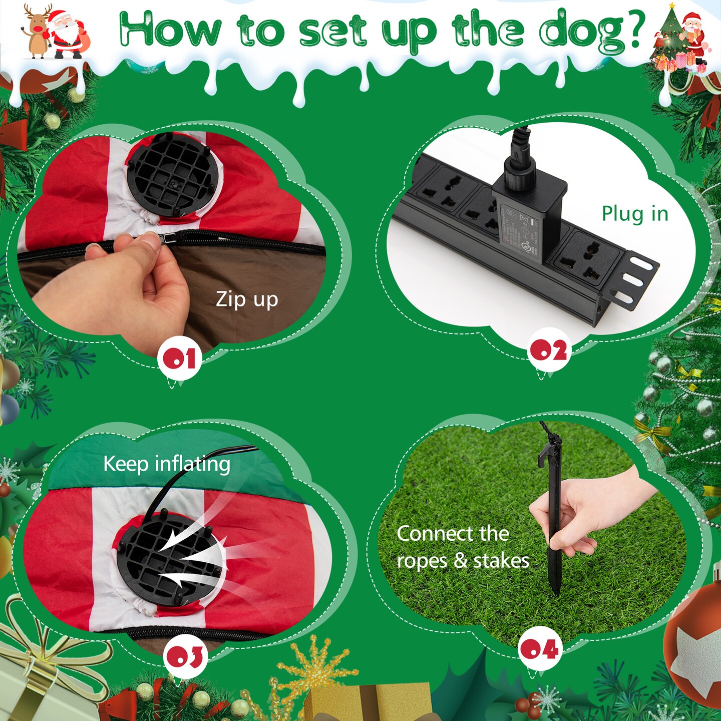 4 Feet Long Christmas Inflatable Dachshund Dog