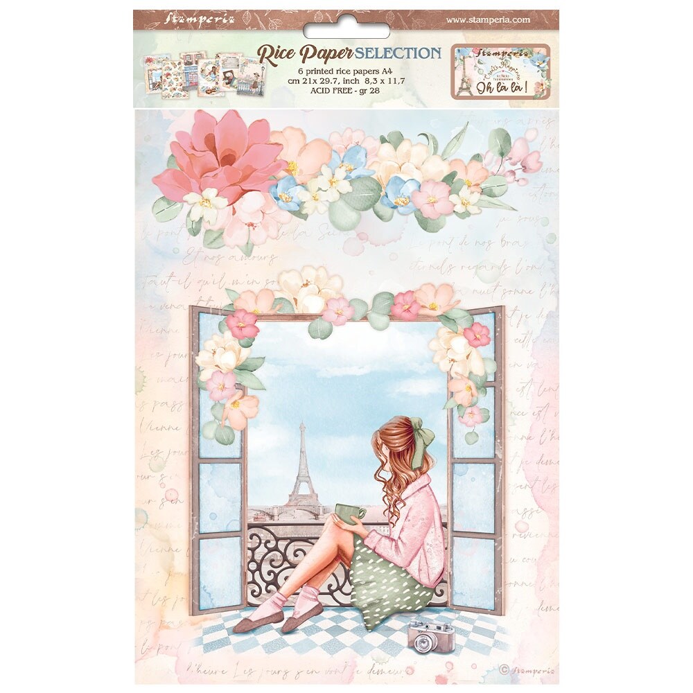 Stamperia Assorted Rice Paper A4 6/Sheets-Oh La La