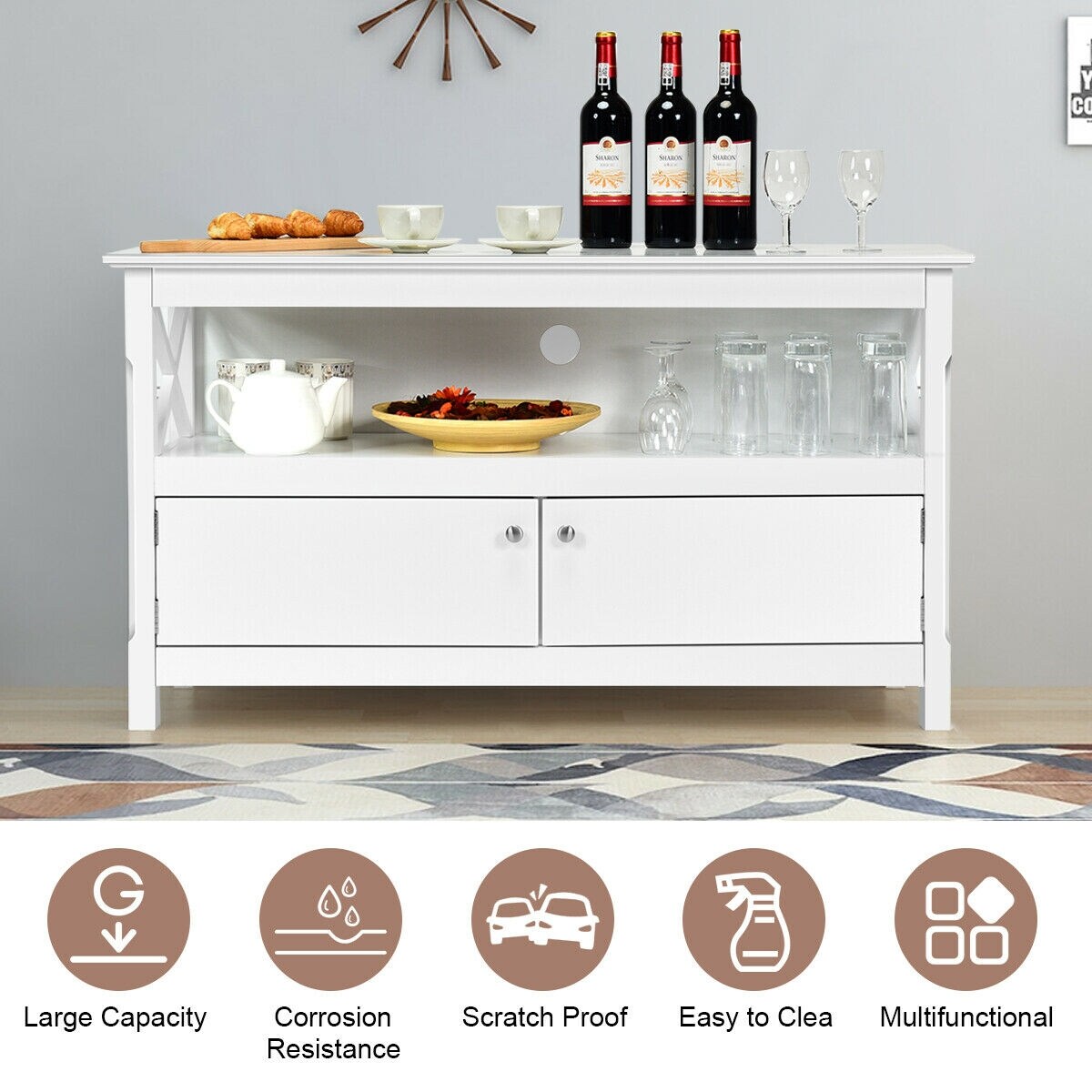 44 Inch Wooden Storage Cabinet TV Stand