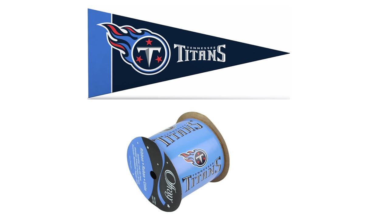 2.5&#x22; NFL Tennessee Titans Ribbon, 9 feet &#x26; Mini Pennant, Licensed NFL Offray Ribbon