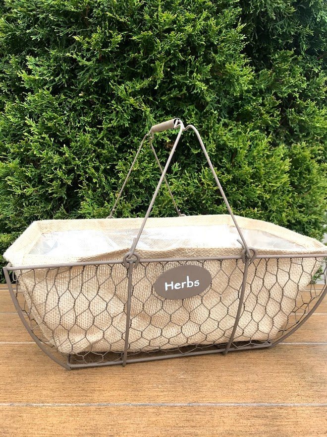 Herb Wire &#x26; Burlap Basket Planter