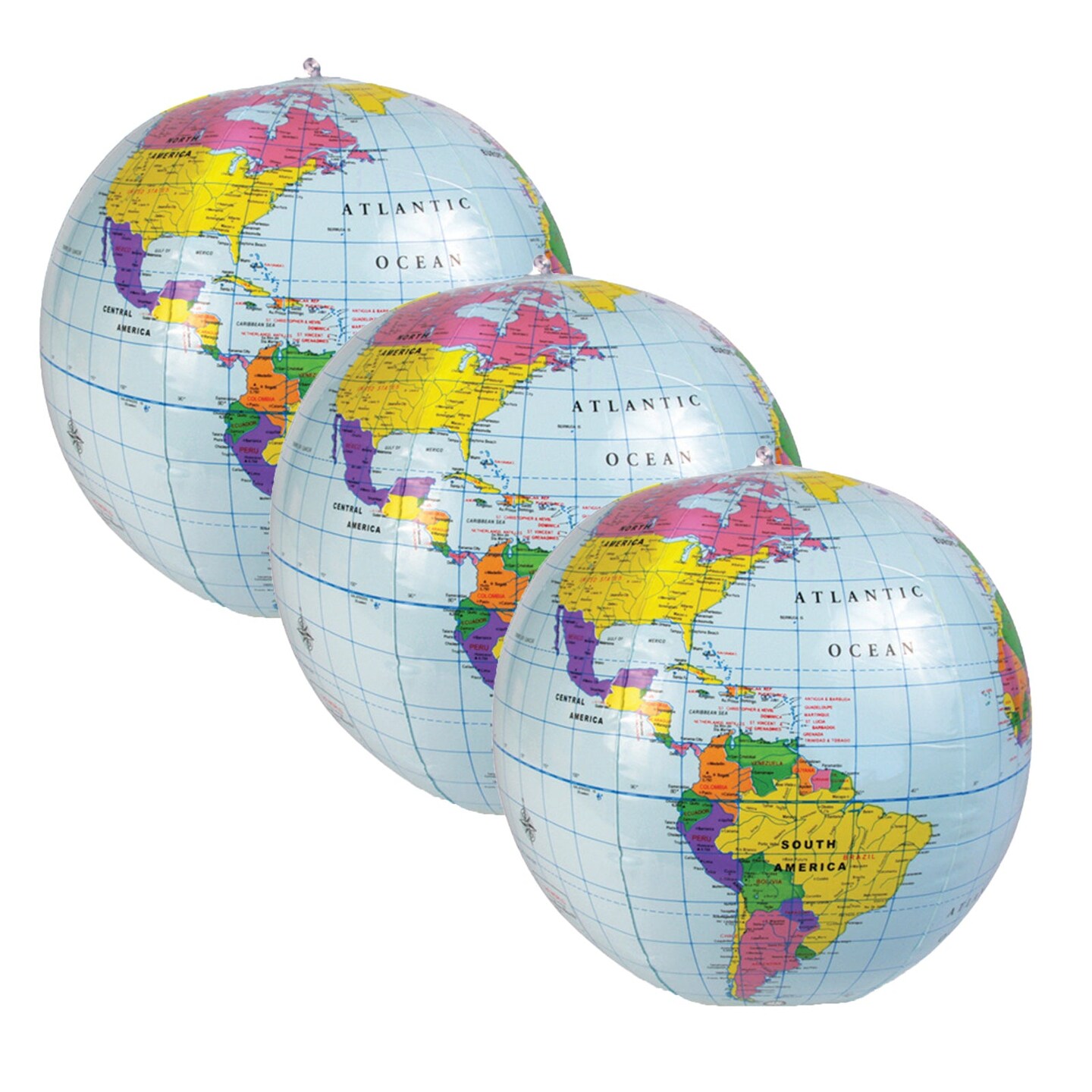 Inflatable Globe, 12&#x22;, Pack of 3