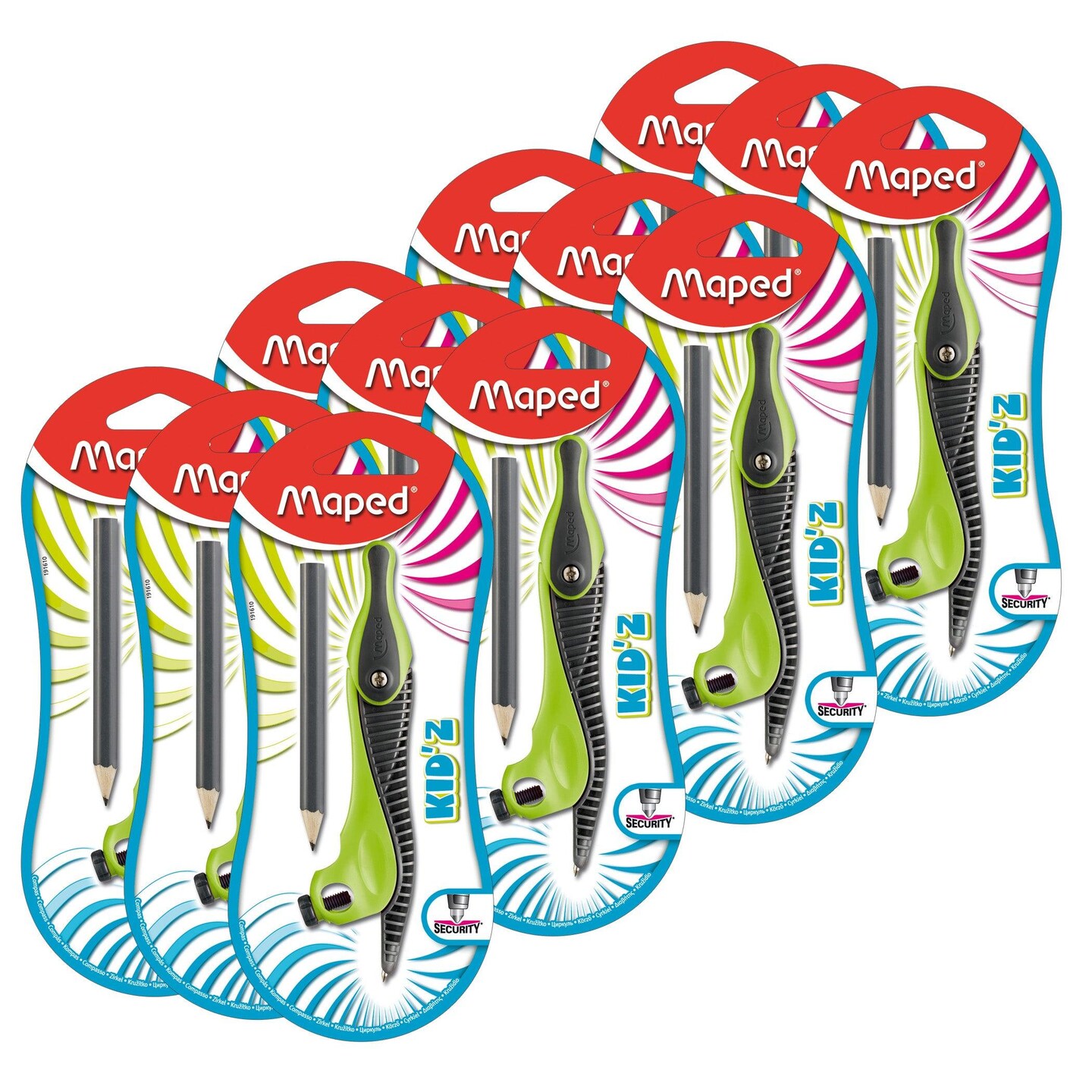 Kid&#x27;z Compass with Safety Tip + Pencil, Set of 12