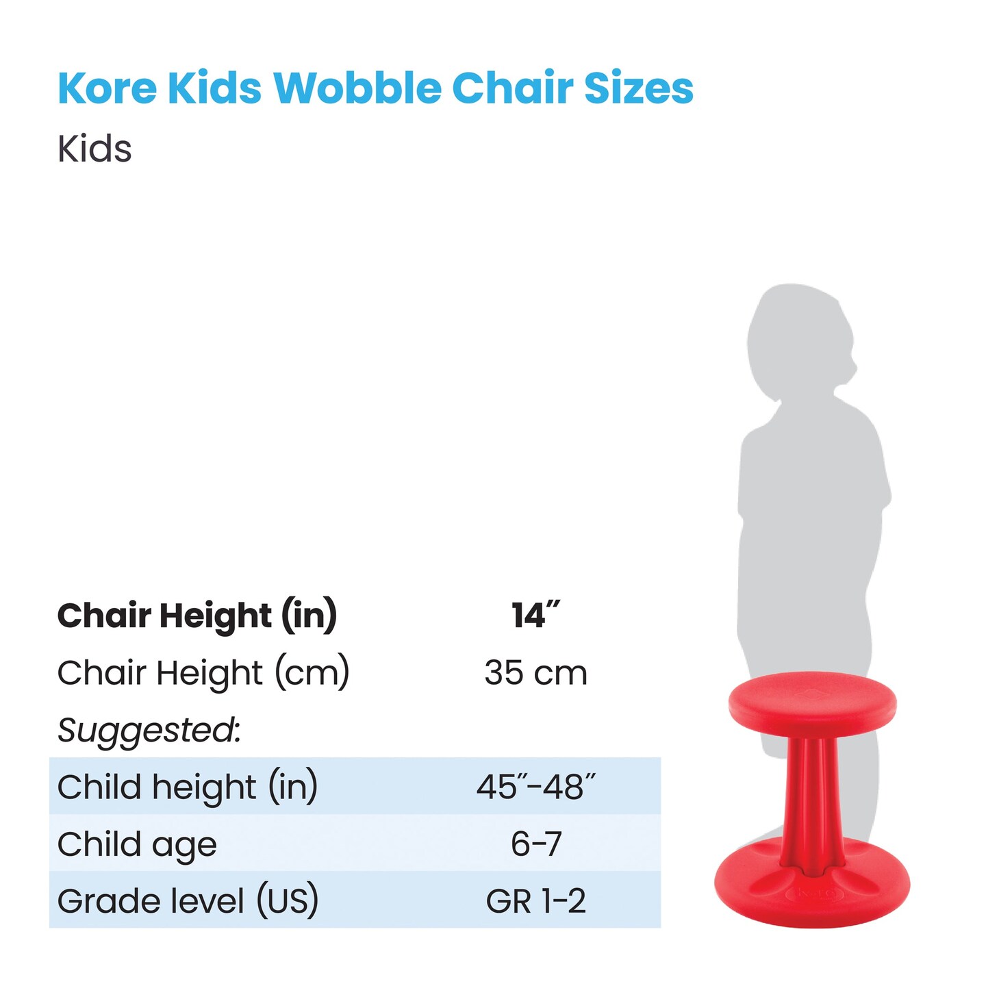 Kids Wobble Chair 14&#x22; Red