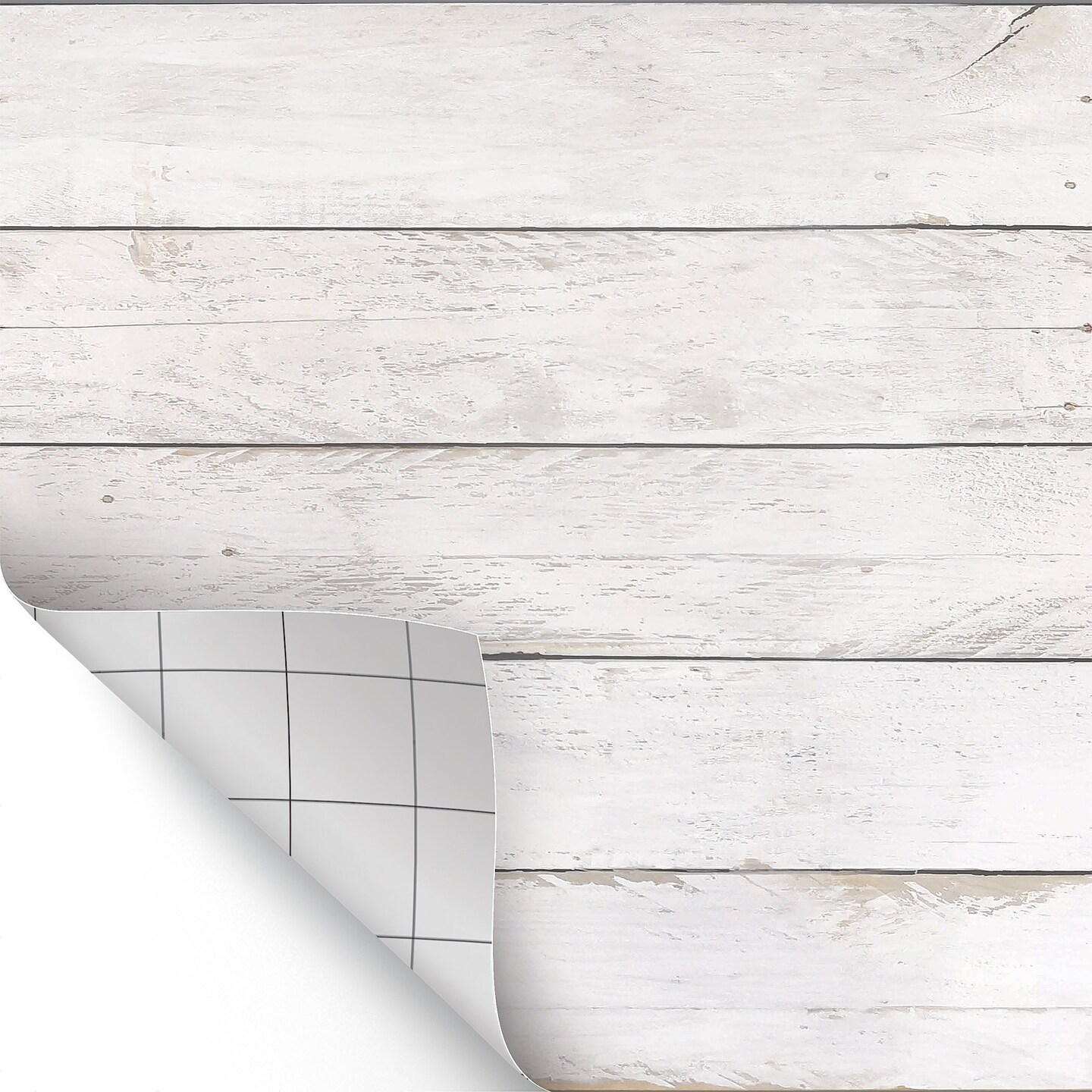 Peel and Stick Decorative Paper Roll, 17-1/2&#x22; x 10 ft, White Shiplap