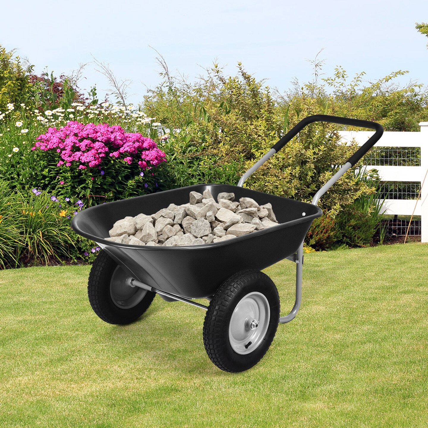 2 Tire Wheelbarrow Garden Cart Heavy-duty Dolly Utility Cart