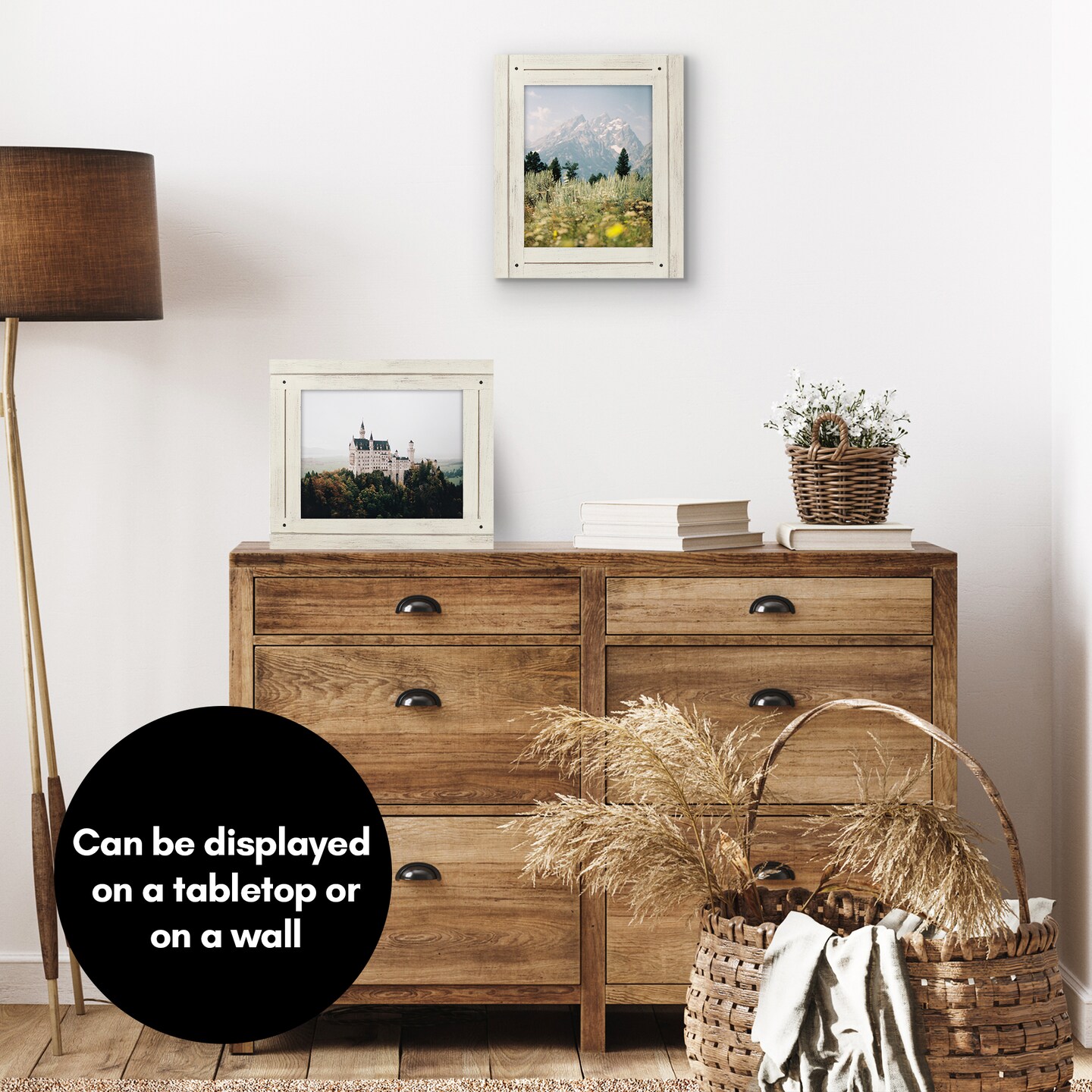 Americanflat Rustic Picture Frame - Modern Photo Frame for Unique Farmhouse Look - Polished Glass Cover - Hanging Hardware with Horizontal and Vertical Display - Includes Easel