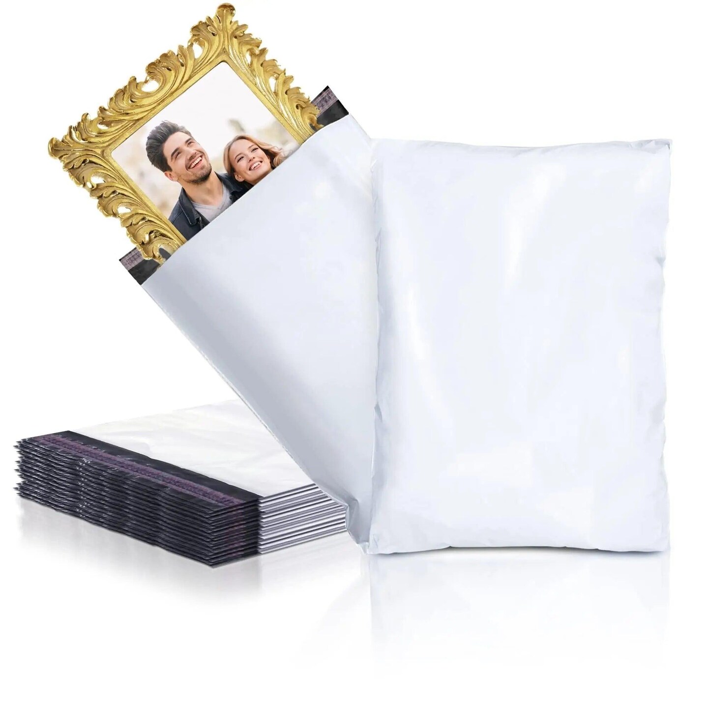 White Poly Mailers 7.5 x 10.5 Inch Size. Pack of 100 SelfSealing Polyethylene Mailing Envelopes. 7 1/2 x 10 1/2 Poly Mailer Bags 2 Mil Thick Waterproof Poly Shipping Bags for Clothing Books