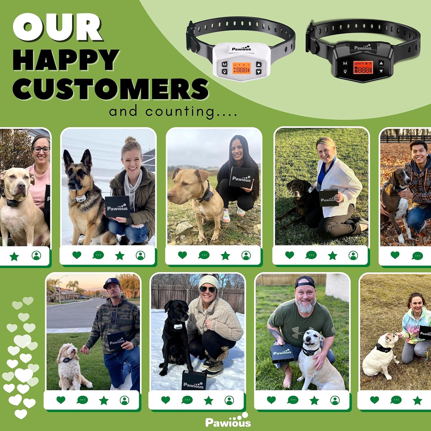 Pawious GPS Wireless Dog Fence - Pet Containment System Electric Dog Fence with Radius up to 1000 Yards Rechargeable Perimeter Shock Collar for Medium and Large Dogs Outdoor Use Only