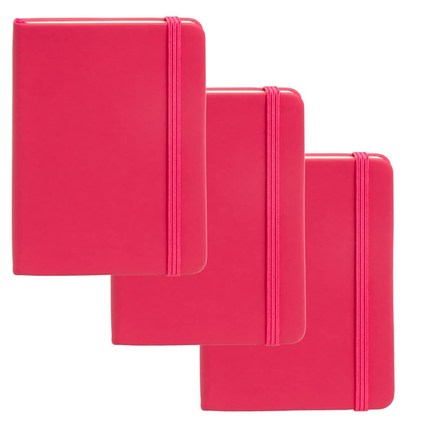 Simply Genius A6 Pocket Size Mini Notebooks with Hardcover - Ruled Small Pocket Journal Set for School, Home &#x26; Office - 124 pages (3.7&#x22; x 5.7&#x22;) with Inner Pocket (Pink, 3 Pack)
