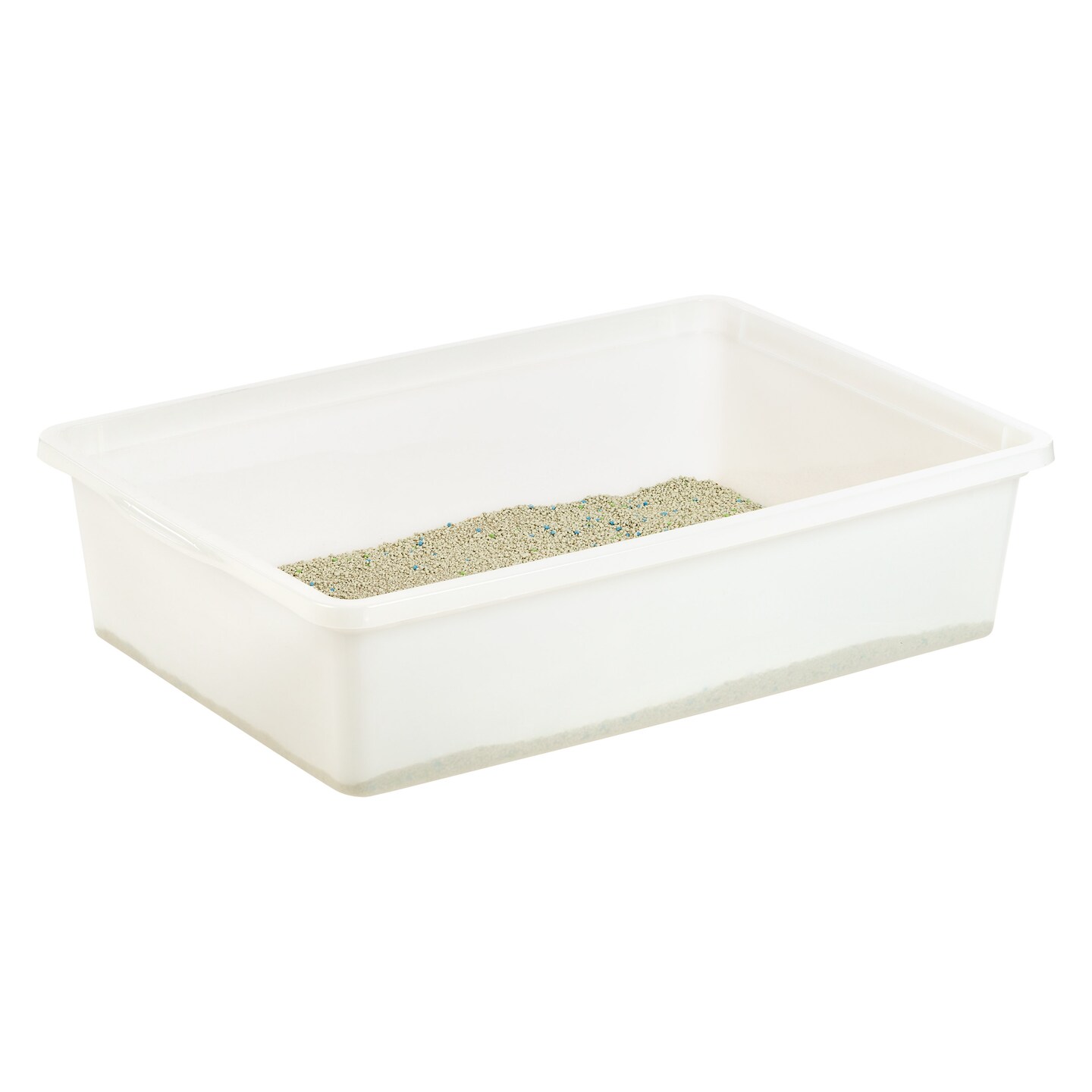 IRIS USA Large Open Top Cat Litter Tray, Sturdy Comfortable Easy to Clean Easy Access Open Air Senior Cat Kitty Rabbit Bunny Litter Pan Indoor, Pearl