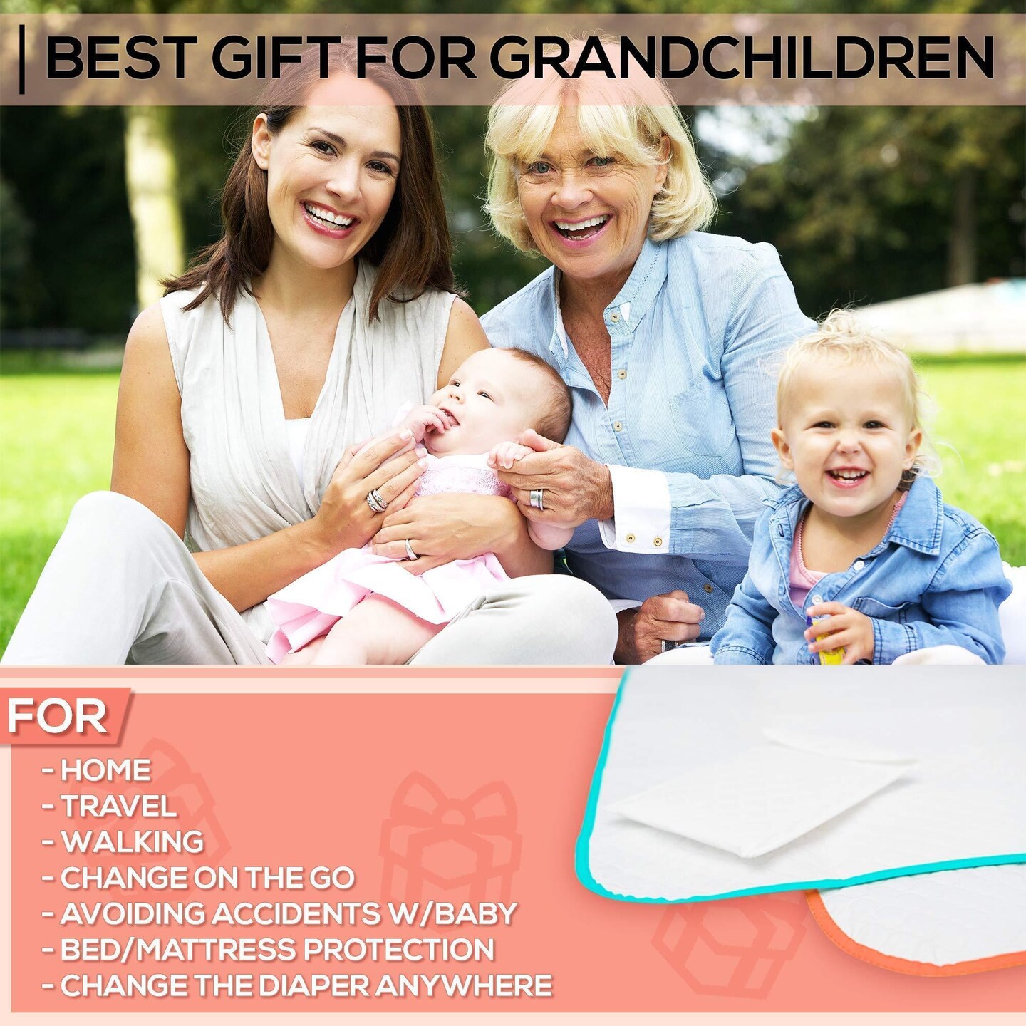 Portable Changing Pad Large Size 25.5&#x201D;x31.5&#x201D; Pack of 2   Vinyl Waterproof Reusable Baby Changing Mats for Girls Boys   Reinforced Seams &#x26; Free Storage Bag   Change Diaper Mat   Extended Warranty 2 y
