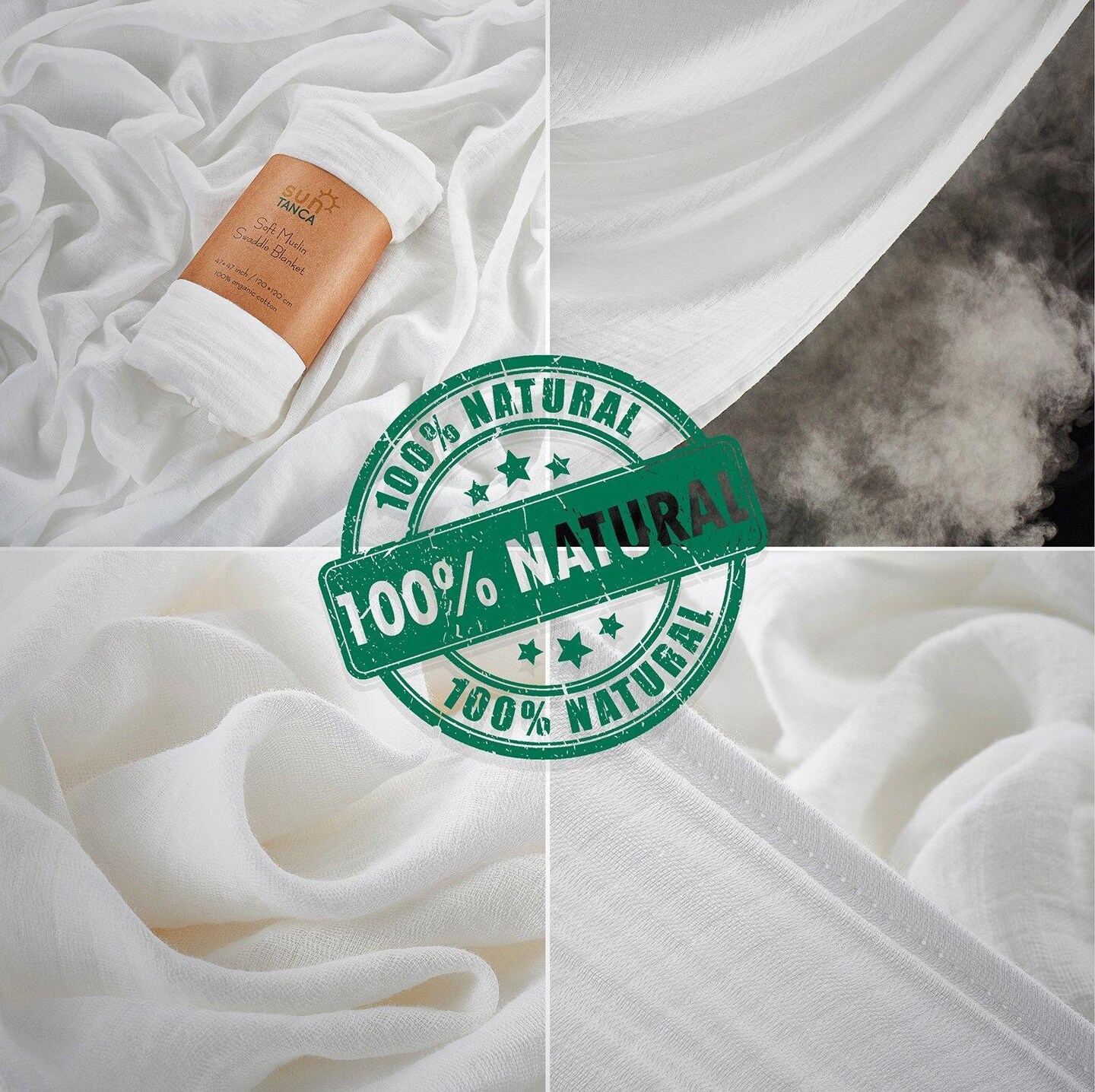 White Muslin Baby Swaddle Blanket – 100% Organic Cotton Perfect for Swaddling and Nursering – Breathable Soft Cover and Wrap and Crib Muslin Blanket – Best Receiving for Kids Newborn Boy Girl