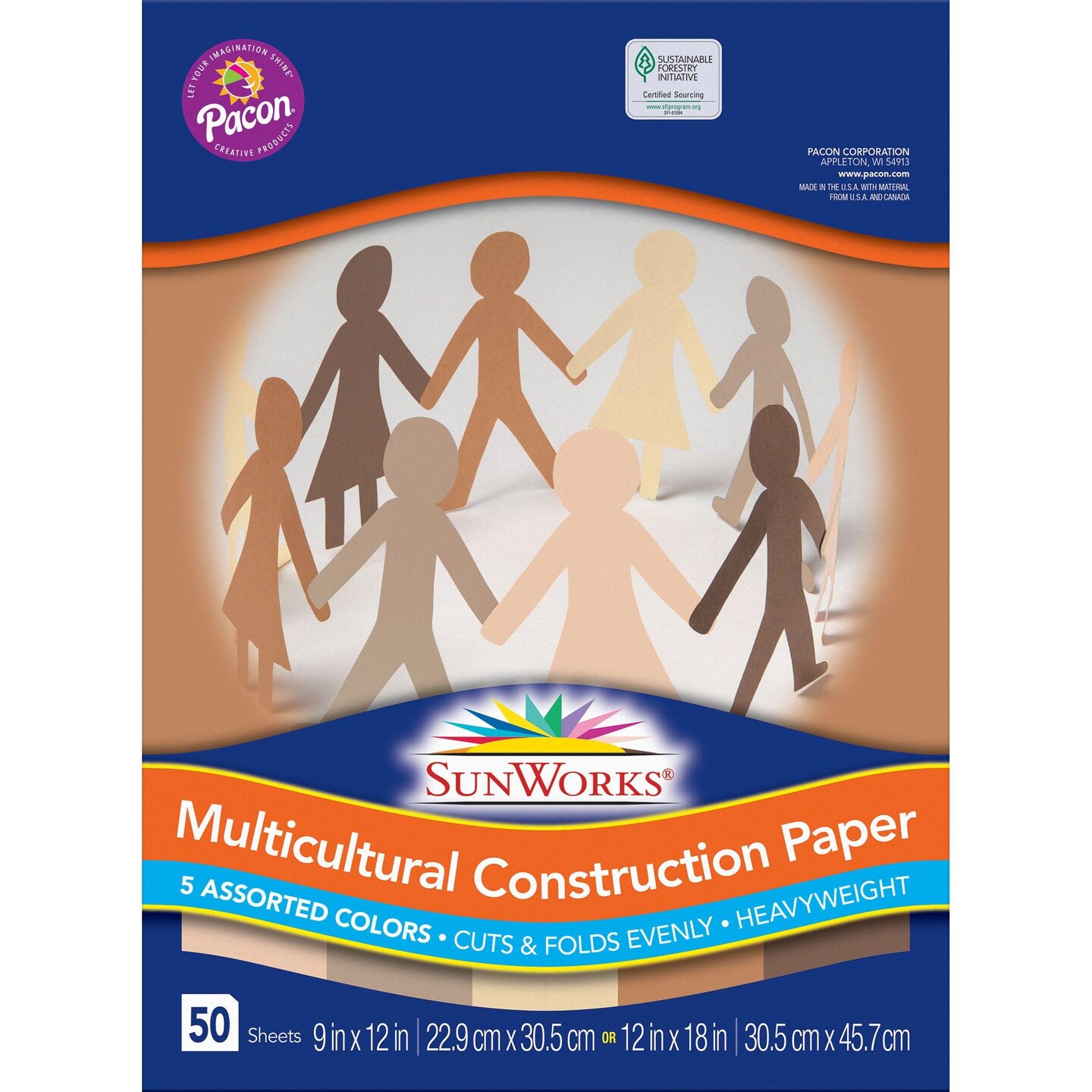 Shades of Me Construction Paper, 5 Assorted Skin Tone Colors, 9&#x22; x 12&#x22;, 50 Sheets Per Pack, 5 Packs