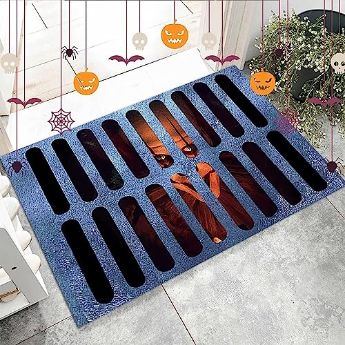 2024 3D Illusion Clown Door Mat Horror Clown Rug Decorations Indoor and Outdoor Welcome Doormat Scary Non-Skid Carpet for Bedroom Oversized Bath Mat (Clown A, 31.5 * 19.7inch)