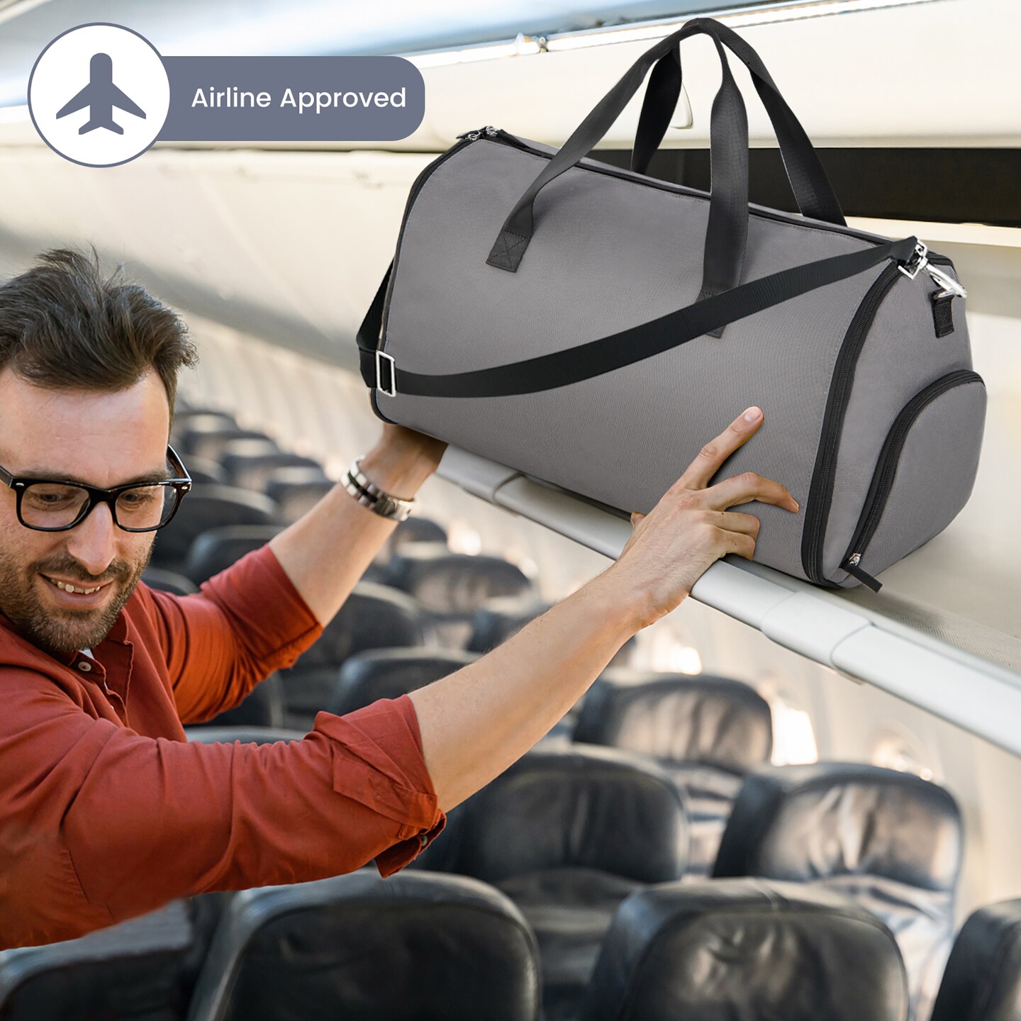 Costway 2 in 1 Duffel Storage Bag Hanging Suit Travel Bag w/ Shoe Compartment & Strap