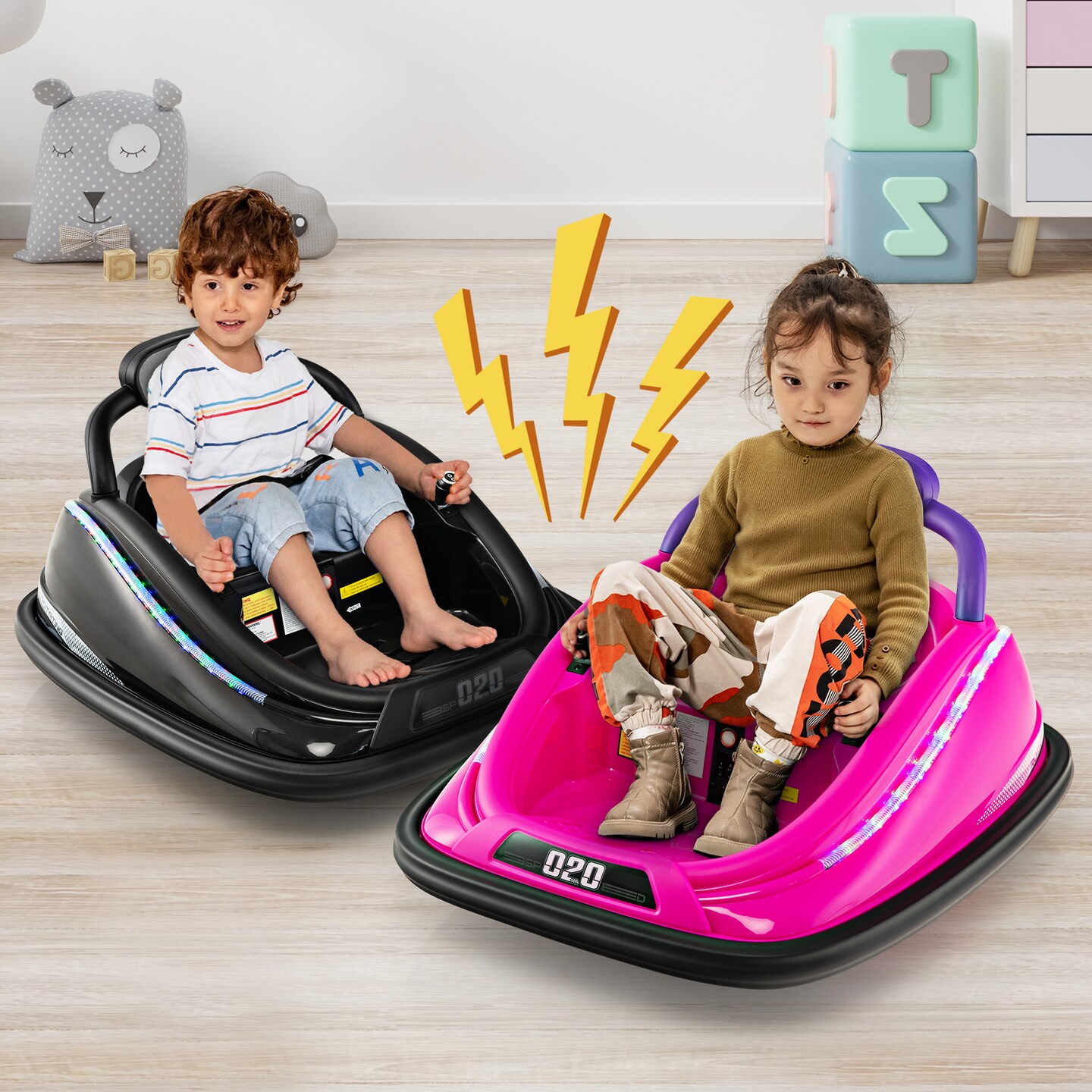 12v Kids Bumper Car Ride On Toy With Remote Control And 360 Degree Spin Rotation