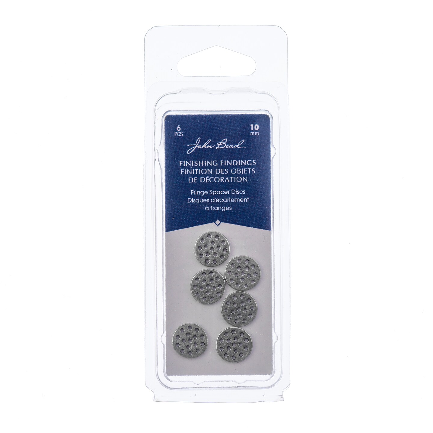 John Bead Wickes Fringe Antique Pewter Spacer Discs, 6pcs
