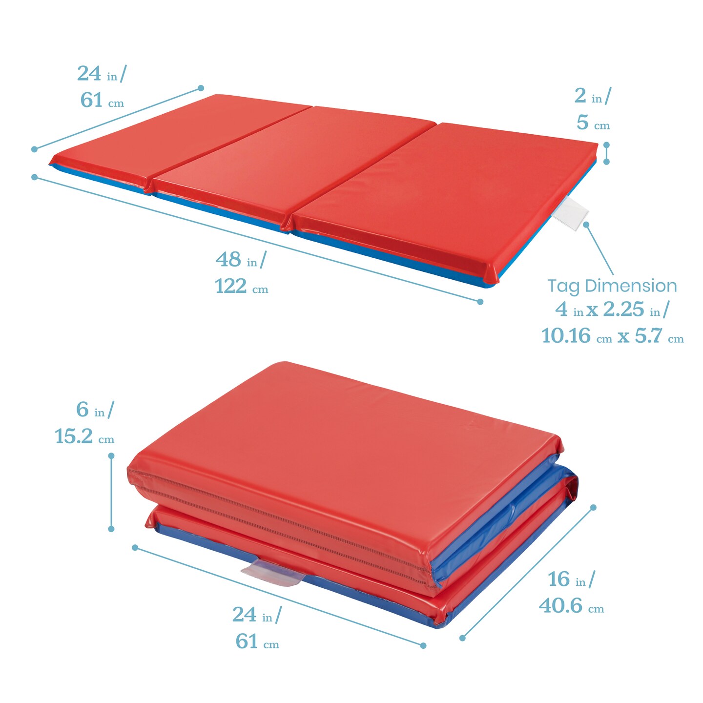 Premium 3-Fold Rest Mat, 2in Thick - Red/Blue