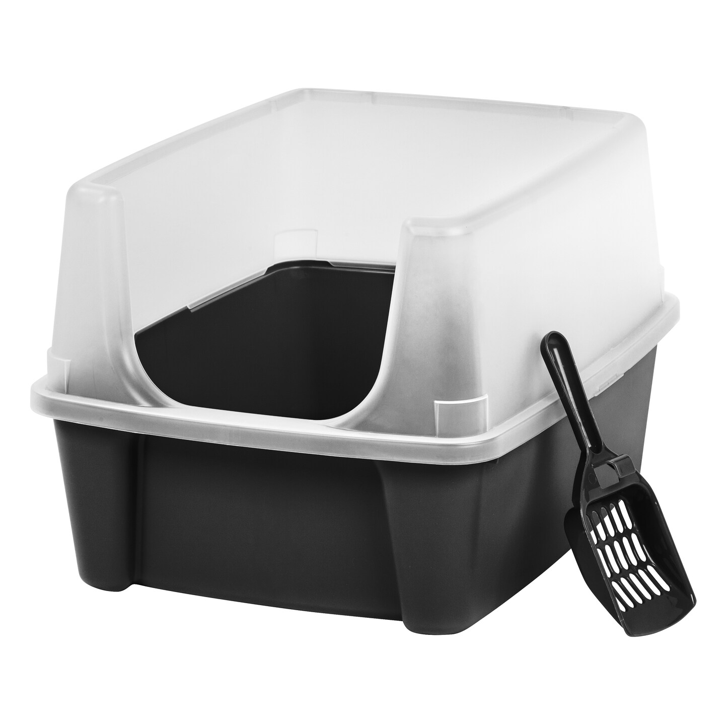 IRIS USA IRIS USA Open Top Cat Litter Tray with Scoop and Scatter Shield, Cat Litter Pan