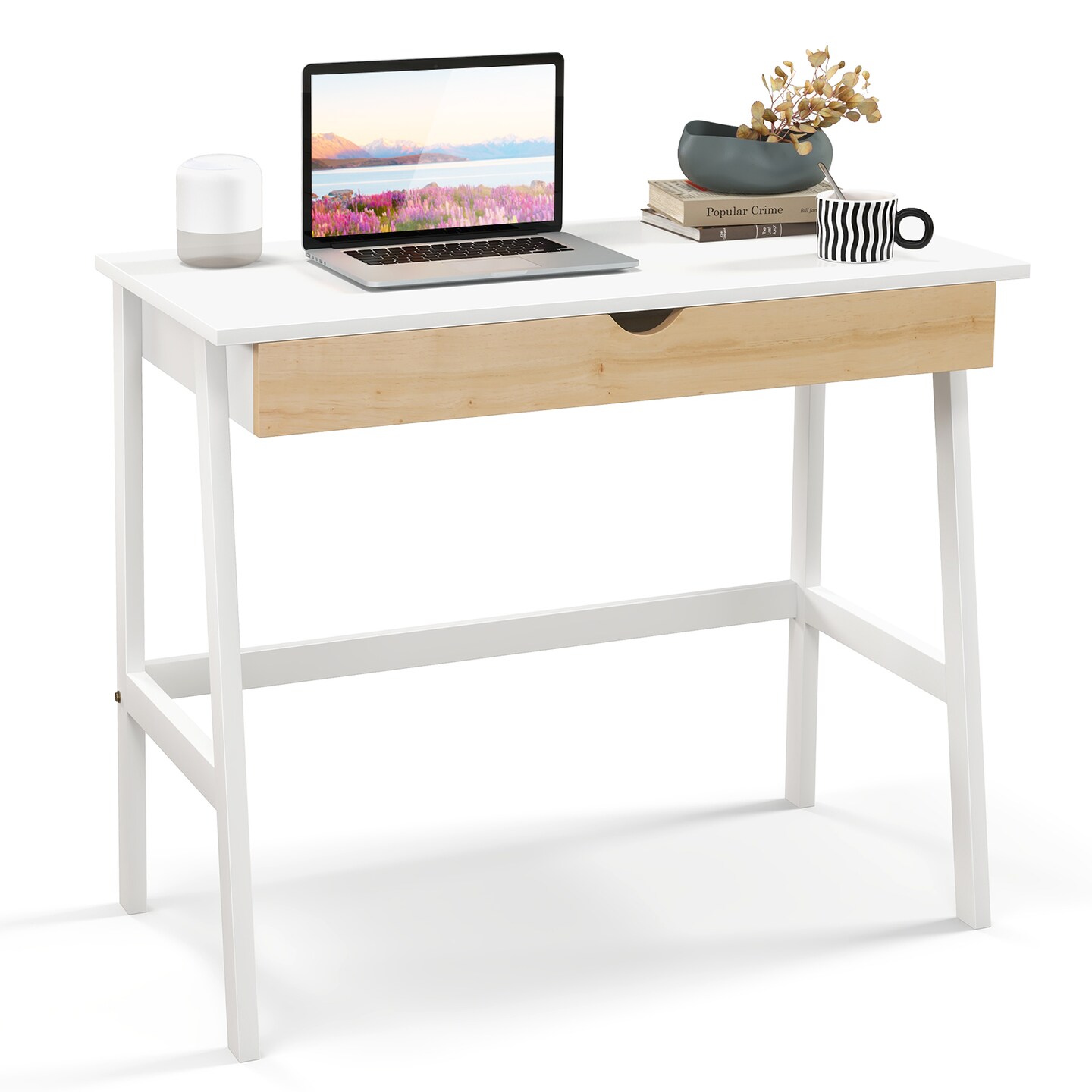 Wooden Computer Desk With Drawer For Home Office