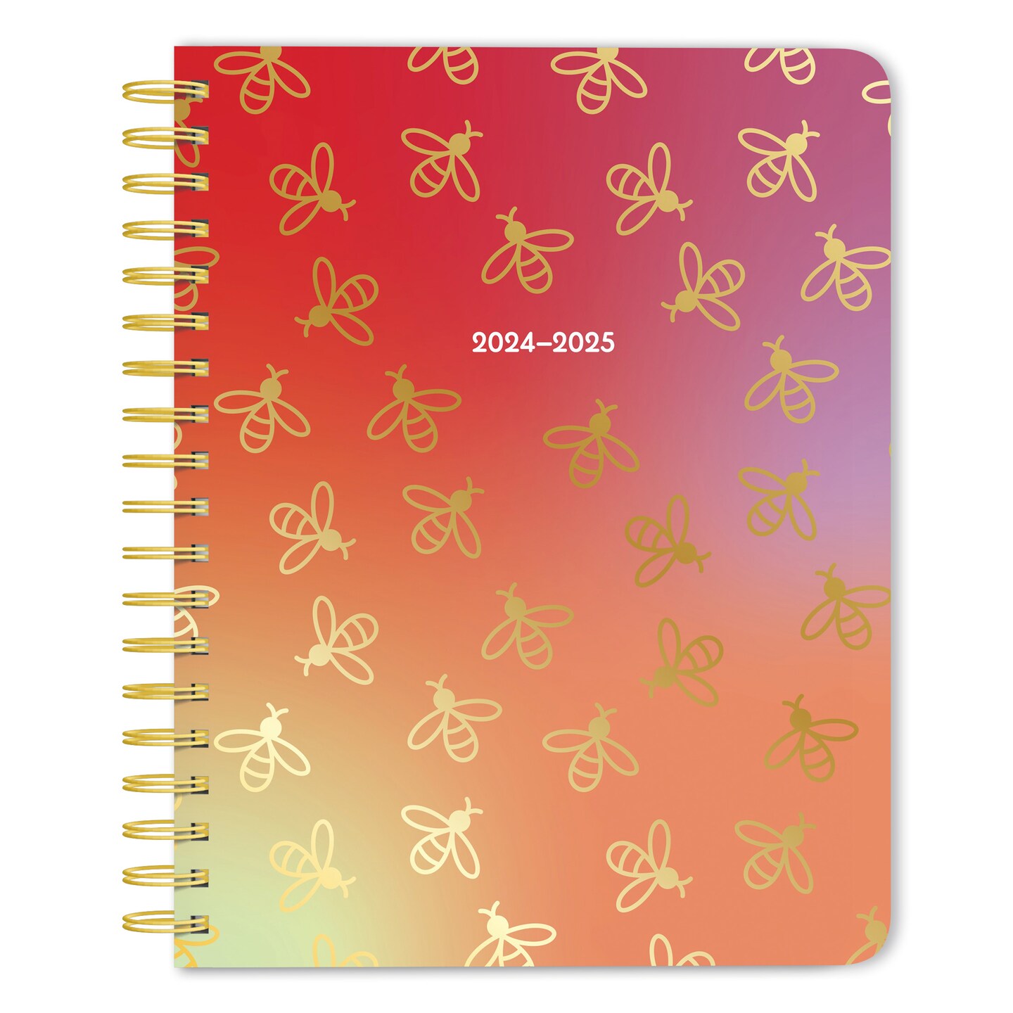 Busy Bees | 2025 6 x 7.75 Inch 18 Months Weekly Desk Planner | Foil Stamped Cover | July 2024 - December 2025 | Plato | Planning Stationery