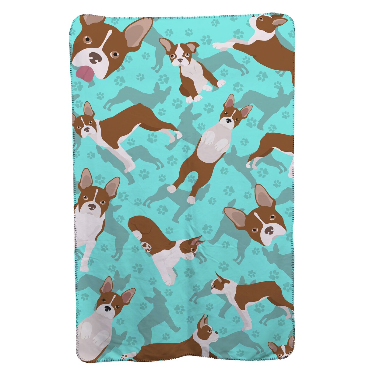 Red Boston Terrier Soft Travel Blanket With Bag