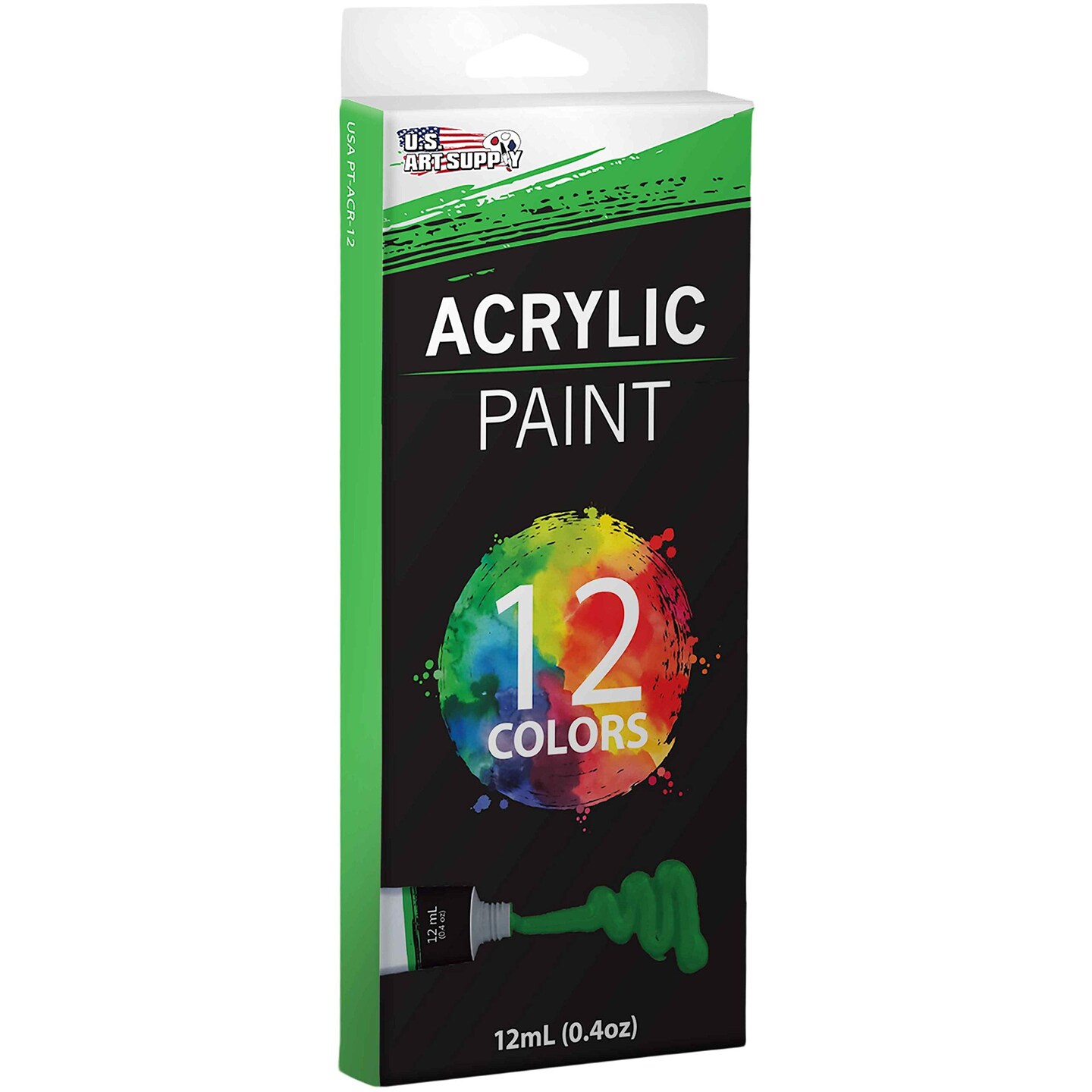 Professional 12 Color Set of Acrylic Paint in 12ml Tubes - Rich Pigment Vivid Colors for Artists, Students, Beginners, Kids, Adults - Canvas, Portrait Paintings, Wood, Craft, Hobby