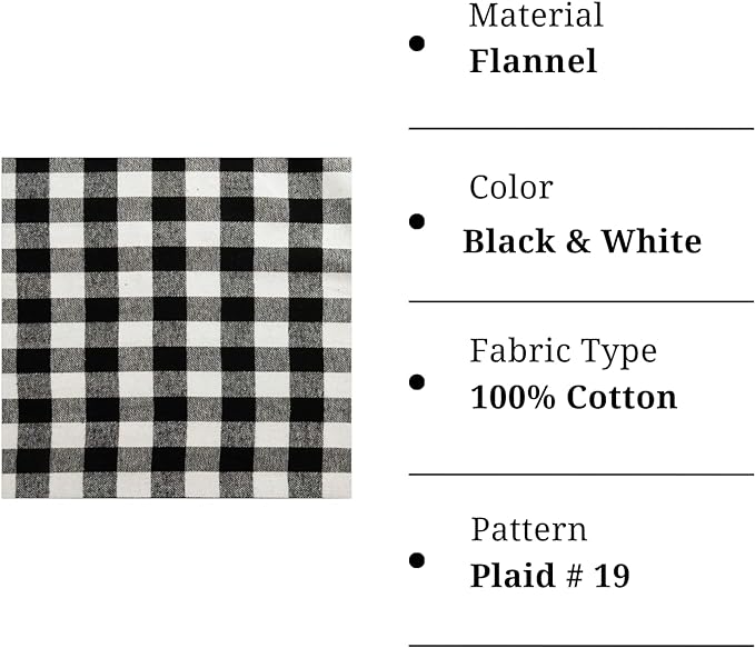 FabricLA 100% Cotton Flannel Fabric - 58/60 Inches (150 cm) - Cotton Tartan Flannel Fabric - Use As Blanket, Quilting, Sewing, PJ, Shirt, Cloth