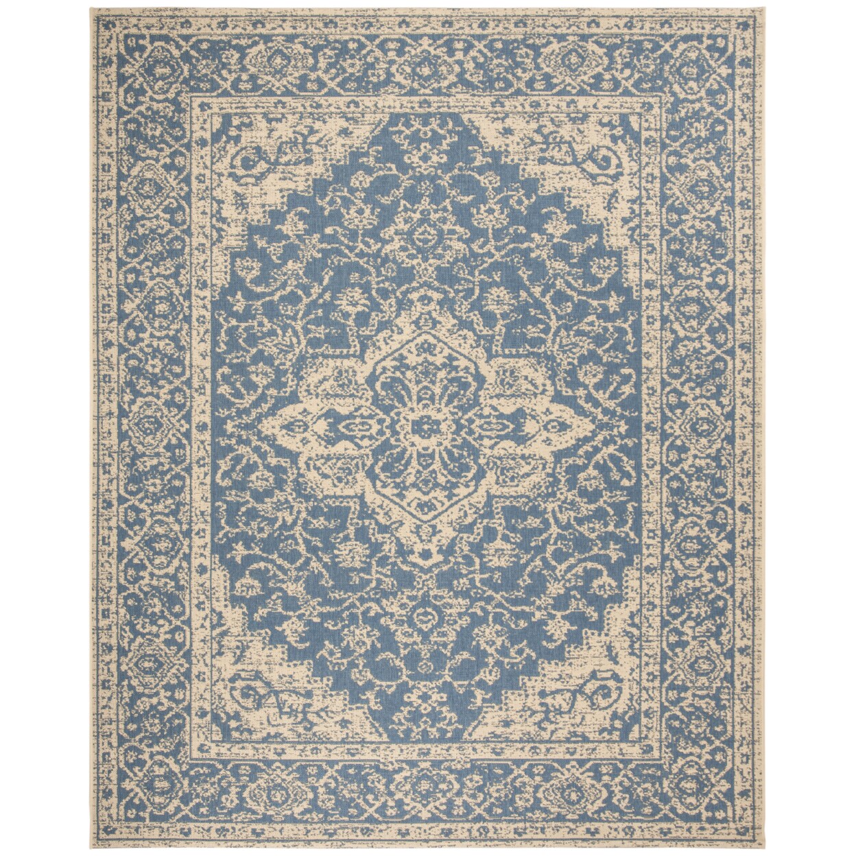Safavieh Indoor Outdoor Bhs137M Beach House Blue / Creme Rug Transitional