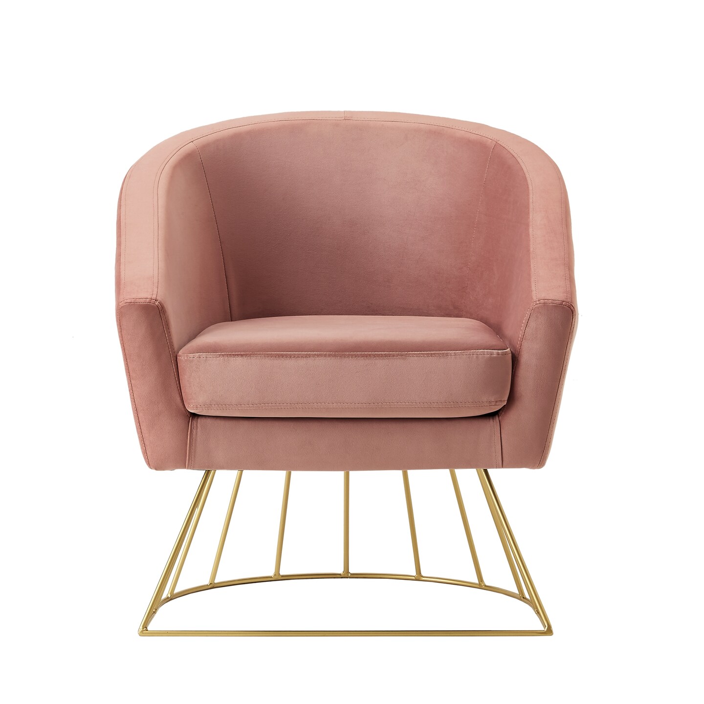 Esmeralda Velvet Modern Contemporary Barrel Accent Chair with Metal Base