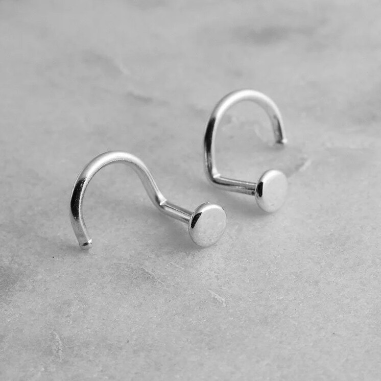 Double Nose Ring Hoop for Single Piercing - 925 Sterling Silver 20g 8mm  Spiral Twist Nose Hoop for Women Girls - Jolliz