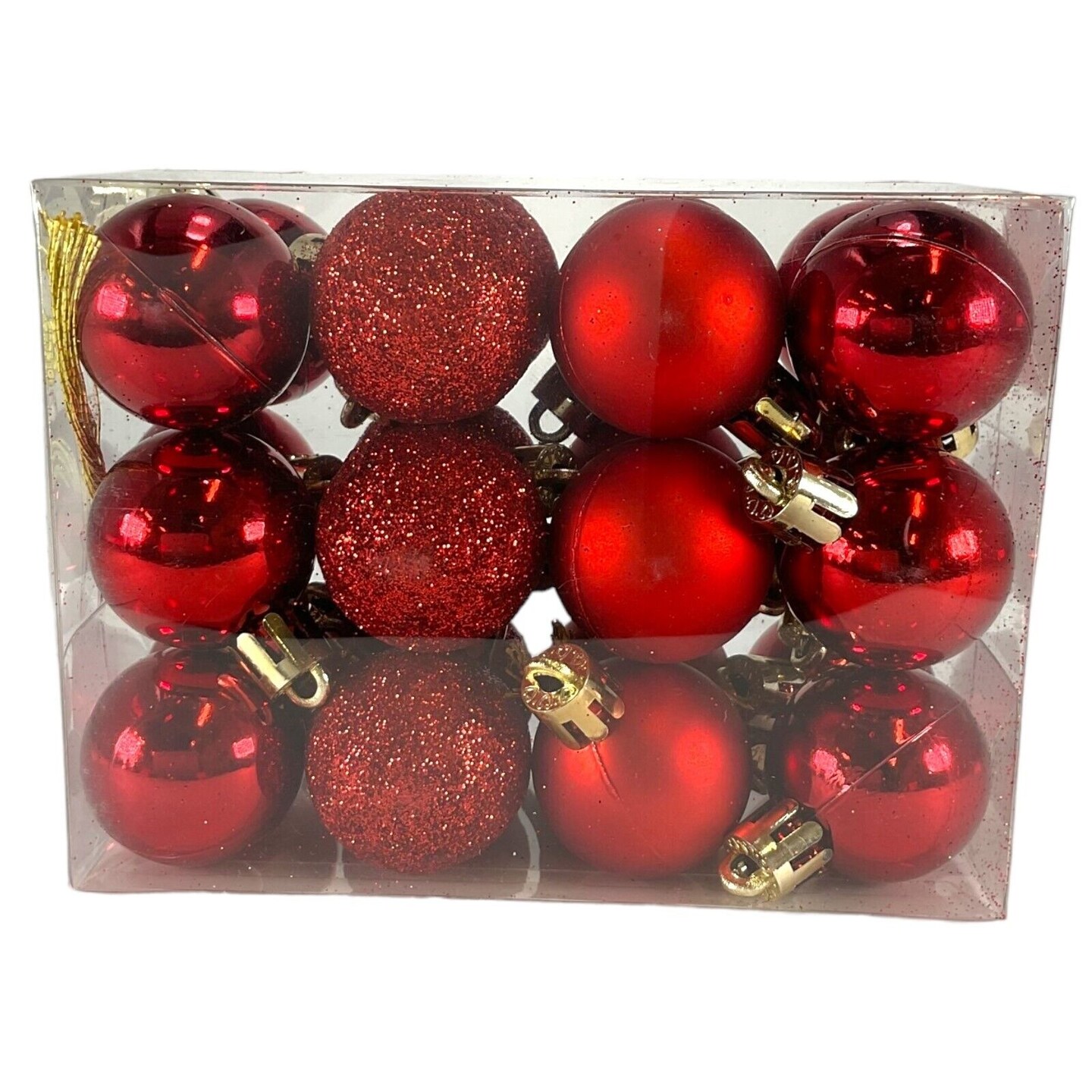 24-Piece Set of 1.2&#x22; Red Mini Shatterproof Ball Ornaments