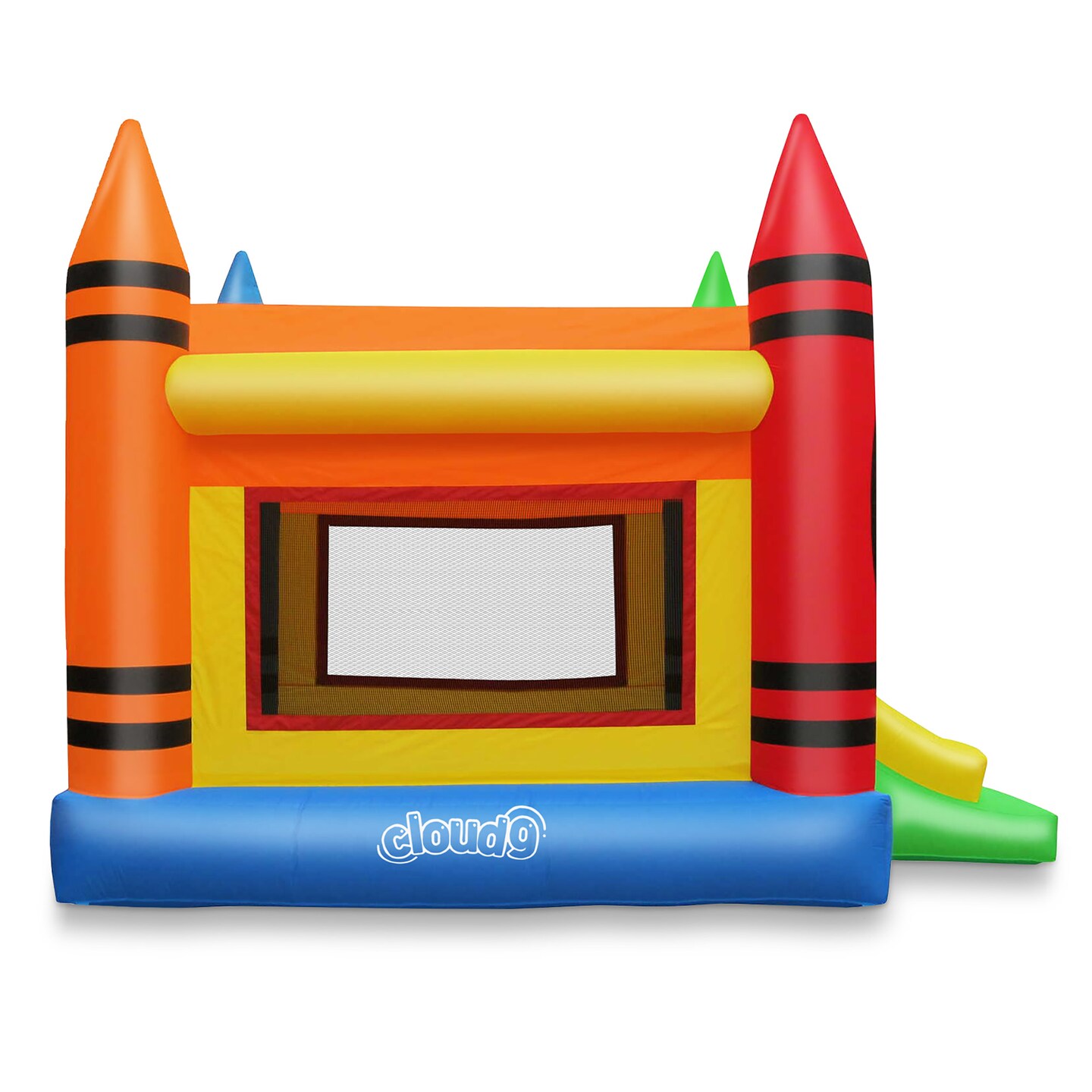 Cloud 9 Crayon Bounce House with Slide, Large Inflatable Bouncer for Kids, without Blower
