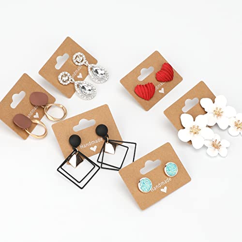 joycraft Earring Cards - 100Pcs Kraft Earring Display Holder Cards, 2x1.3  Blank Paper Cards with 2 Holes, Jewelry Display Cards for Selling, Hanging