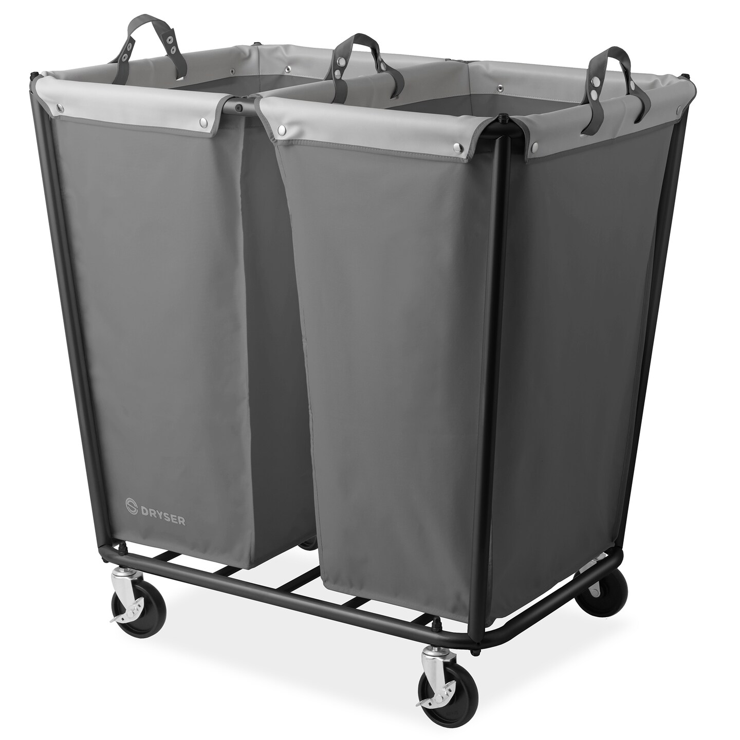 Dryser Commercial Heavy-Duty Rolling Laundry Hamper, Steel Frame Cart on Wheels with Removable Canvas Bin for Hotel or Home